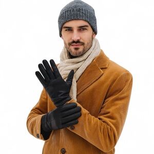 Leather Gloves Men's Black NWT Fleece Lined Sz: M from Nordstrom